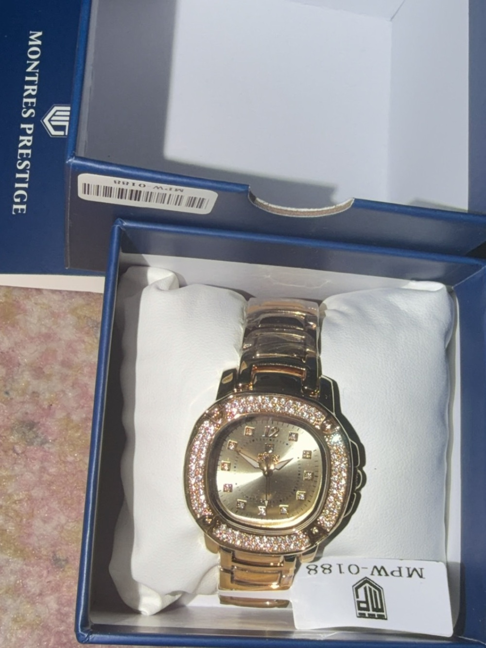 Montres Prestige Rose Gold Crystal Accent Ladies Watch